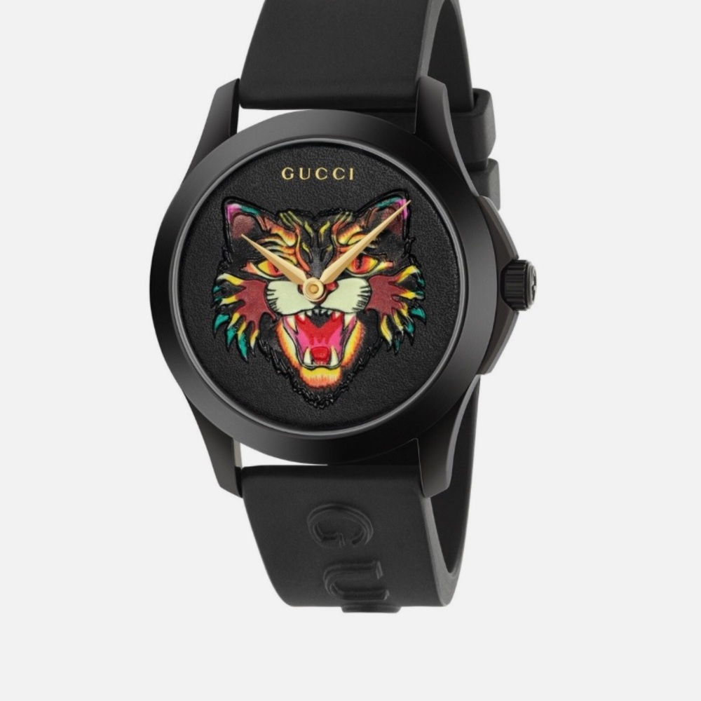 Gucci Black Watch with Multicolor Wolf Design - Picture 1 of 9